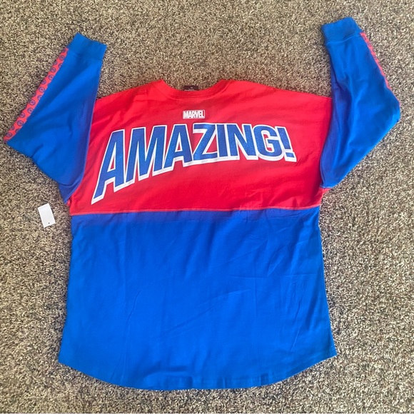 NEW Universal Studios Marvel The Amazing Spiderman Jersey Adult XL Red Blue - Picture 3 of 10